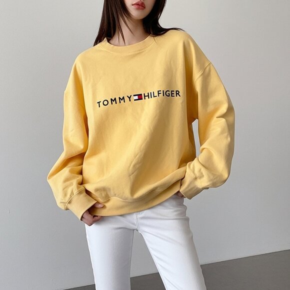 Tommy Hilfiger Yellow Crewneck Sweatshirt Size L - Picture 1 of 8